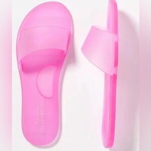 Matisse Anthropologie Jelly Slides in Bright Pink, Size 8
